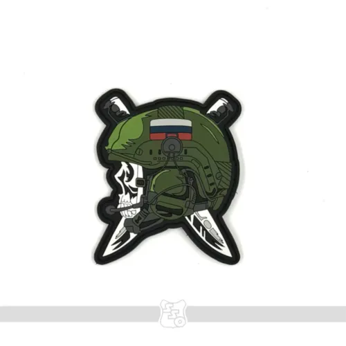 Шеврон Череп тактикульный в шлеме ПВХ