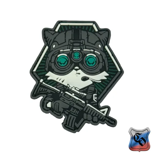 Шеврон Котик с автоматом и ПНВ ПВХ																