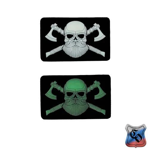 Шеврон Череп викинга с топорами PVC