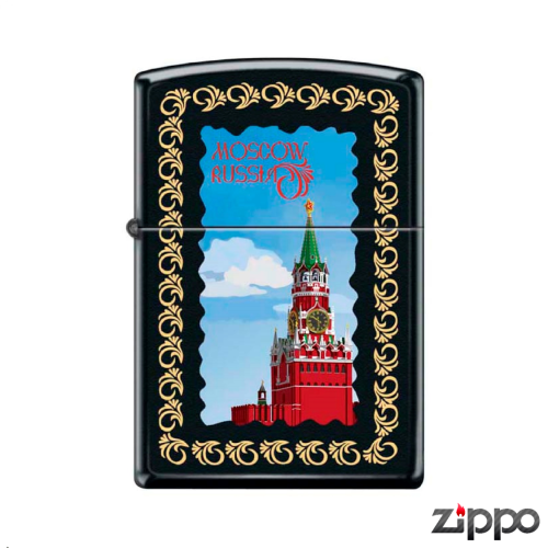 Зажигалка Zippo [№19] 218 Moscow Kremlin Framed. Московский кремль, с покрытием Black Matte